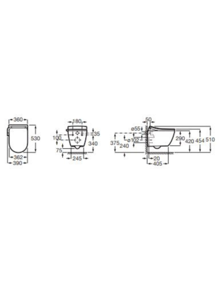 In Wash ONA Smart Toilet Suspendido Rimless Con Salida A Pared De