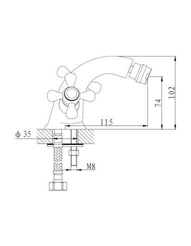 Grifo de bidé EPOCA. Medidas
