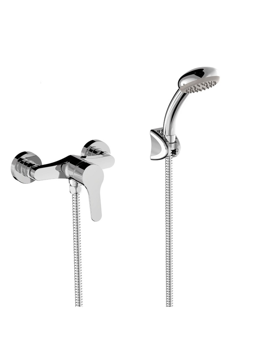 Barra de ducha con soporte flexo y ducha de mano Tres - Tres