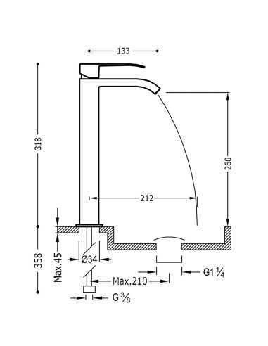 Grifo lavabo monomando Loft XL Tres