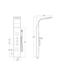 Columna de hidromasaje termostática de acero inoxidable modelo Corfú