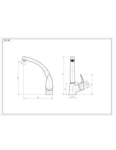 Grifo de cocina MEDUSA EC-18. Medidas