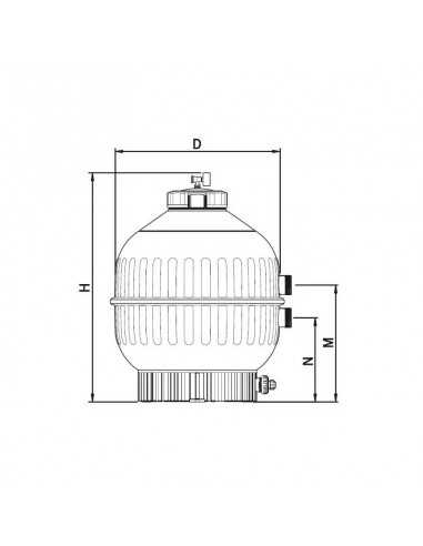 Filtro arena piscina Ø500mm CANTABRIC ASTRALPOOL. Medidas