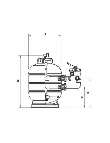 Filtro piscina Ø430mm MILLENIUM ASTRALPOOL. Medidas