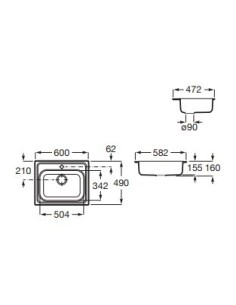 Fregadero VICTORIA 60cm 1 cubeta de ROCA. Principal 2