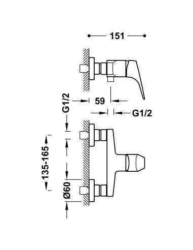 Grifo ducha Canigo tres (Medidas)