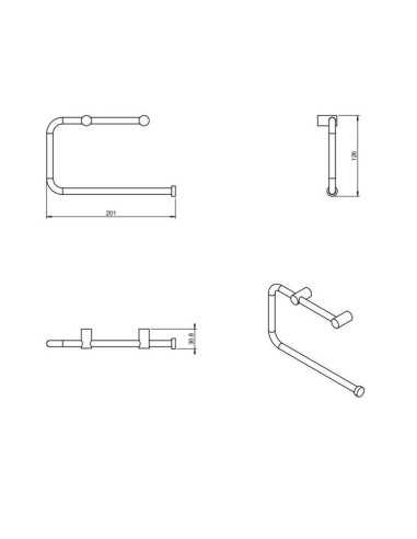 Toallero baño aro negro LOGIC COSMIC. Medidas