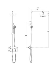 Columna de ducha termostática VICTORIA redonda negro de Roca. Principal 2
