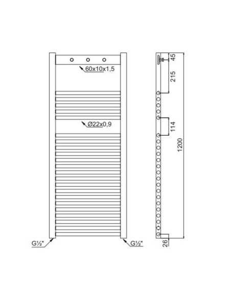 Radiador toallero COMODO CICSA. Medidas