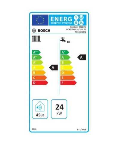 Caldera de condensación CONDENS 4300i W de BOSCH 24/25 kw. Etiqueta energética