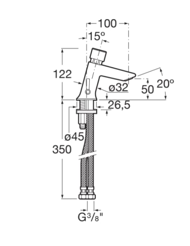 Grifo de lavabo INSTANT temporizador de Roca (Medidas)