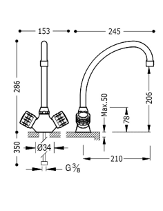 Grifo cocina bimando ESE-23 de Tres. Principal 2