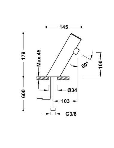 Grifo de lavabo ELECTRONIC TRES. Medidas
