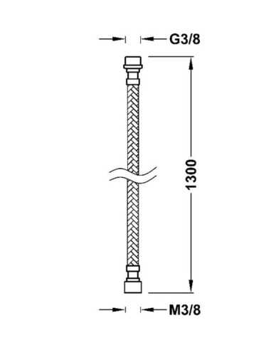 Flexo para ducha de peluquería 1.5 m 9134887. Medidas