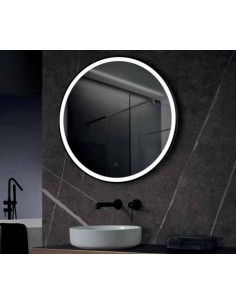 Espejo de baño PARIS Antivaho con Luz Redondo negro. Ambiente