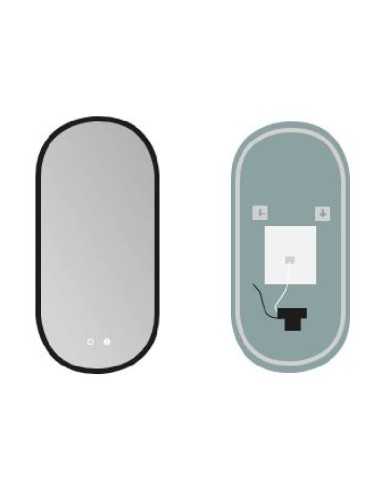 Espejo TOKYO Antivaho con Luz marco negro. Trasera