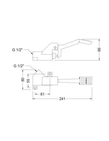 Válvula a pedal horizontal de suelo GENEBRE. (Medidas)