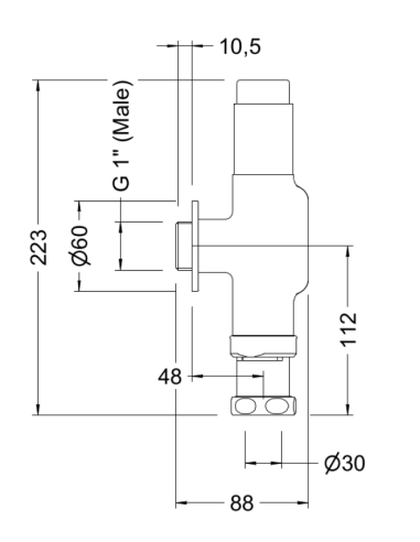 Fluxómetro visto 1040 GENEBRE. (Medidas)