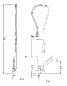 Grifo cocina industrial con maneta medical GENEBRE 2