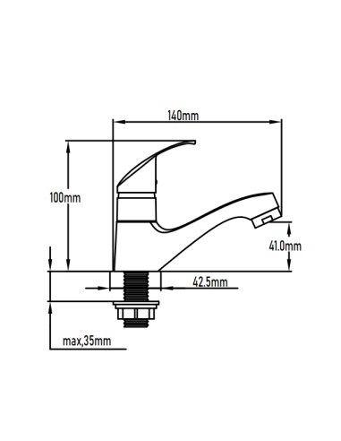 Grifo de lavabo 1 agua. (Medidas)
