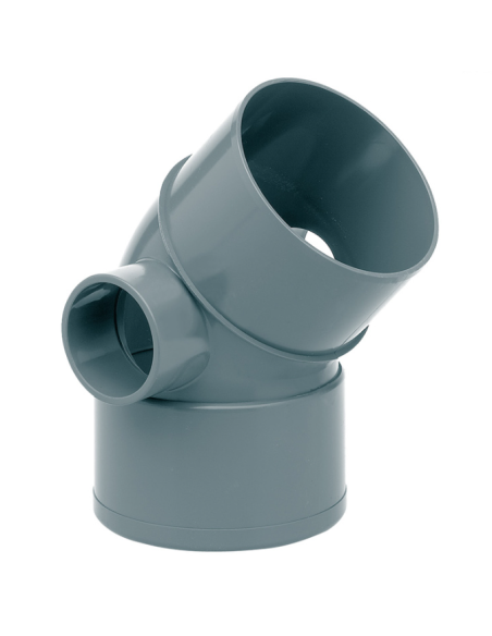 Codo 45° doble toma 110-50 PVC. Principal