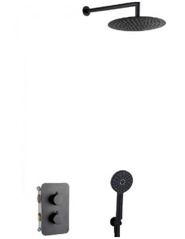 Kit de ducha empotrado 2 vías Alpha term negro