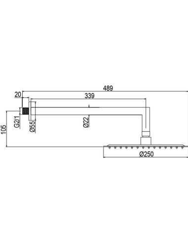 Medidas Kit de ducha empotrado 2 vías Alpha term negro. Medidas