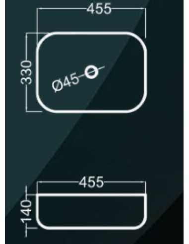 Medidas Lavabo DUE sobre encimera blanco