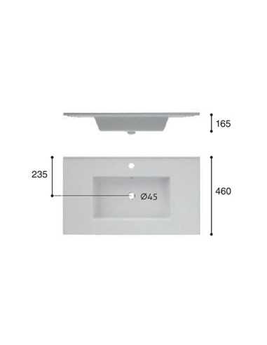 Medidas Lavabo encastrado seno integrado ETNA NEGRO