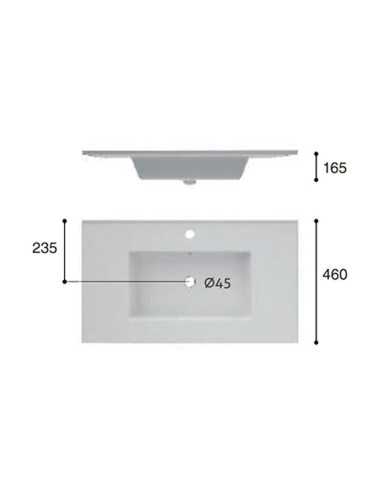 Medidas Lavabo cerámica seno integrado ETNA BLANCO
