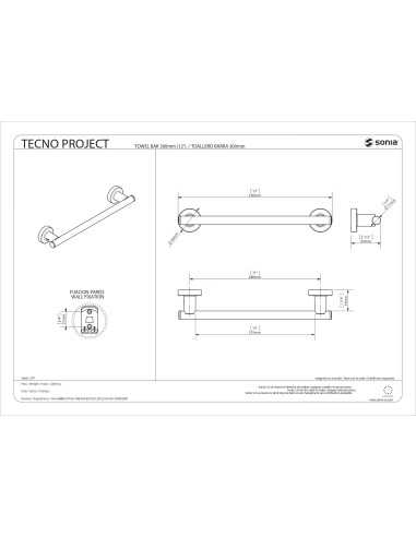 Toallero baño 30cm TECNOPROJECT SONIA. Medidas
