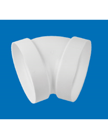 Codo 45º redondo plástico blanco Ø100. Principal