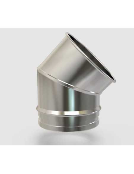 Codo 45º chimenea con abrazadera pared simple inox CONVESA. Principal