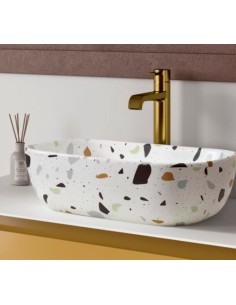 Conjunto mueble de baño fondo reducido 35.5 cm con lavabo sobre