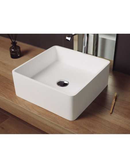 Lavabo SATET 36.5x36.5 cm blanco mate. Principal