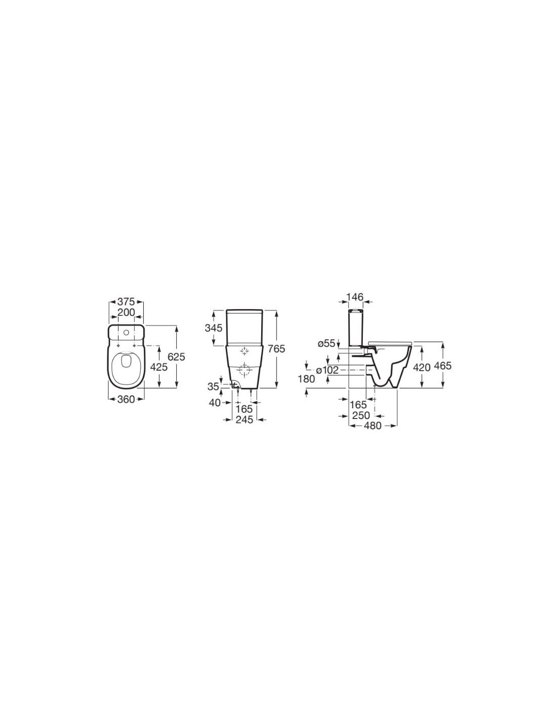 Inodoro Roca Tura rimless compacto · Pereda