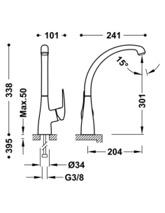 Grifo de cocina BASEPLUS 34cm TRES. Principal 2