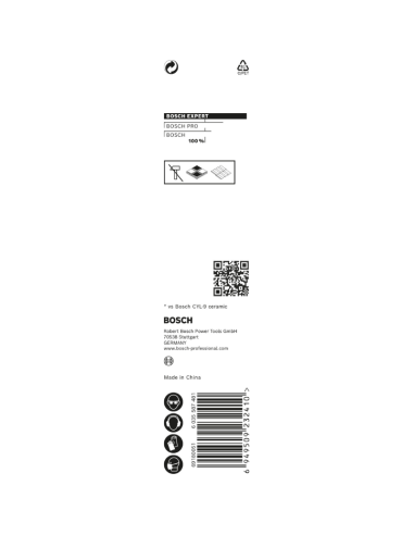 Broca porcelanico HEX-9 HardCeramic BOSCH. Packaging Trasera
