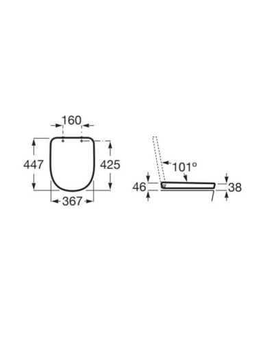 Tapa inodoro Tura caída amortiguada. Medidas