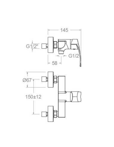 Grifo de ducha NEW FLY RAMON SOLER (Medidas)