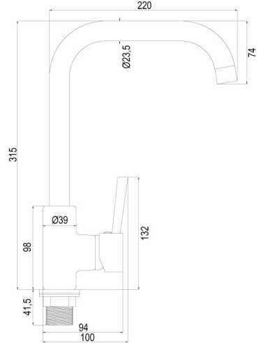 Grifo de cocina DYNAMO cromo. Medidas