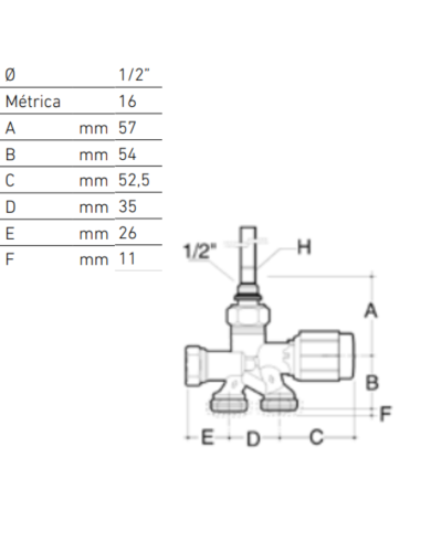 Llave monotubo vertical NTM 16 medidas
