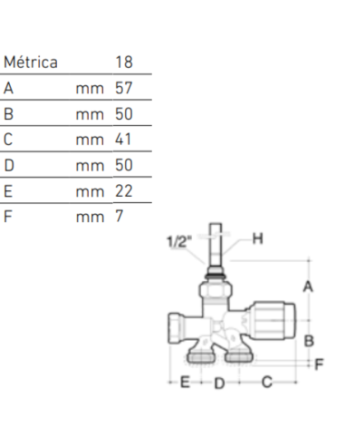 Llave monotubo vertical NT 18 medidas