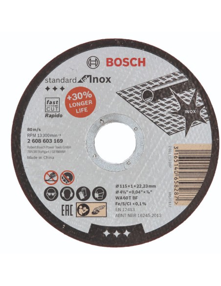 Disco de corte Bosch STANDARD for INOX 115mm Principal