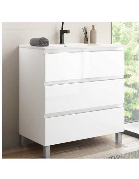 Mueble de baño SHIRO 3 cajones con patas Detalle cerca