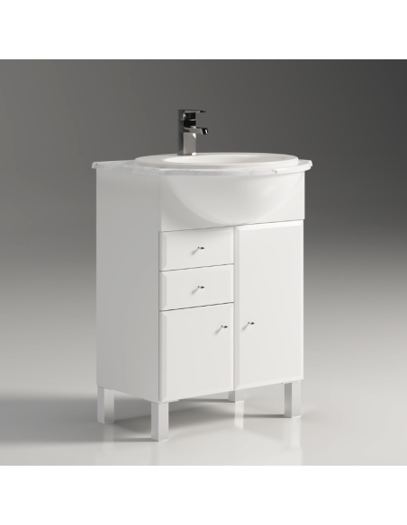 Mueble baño clásico con panza MALAGA BISEL 60 cm con Patas
