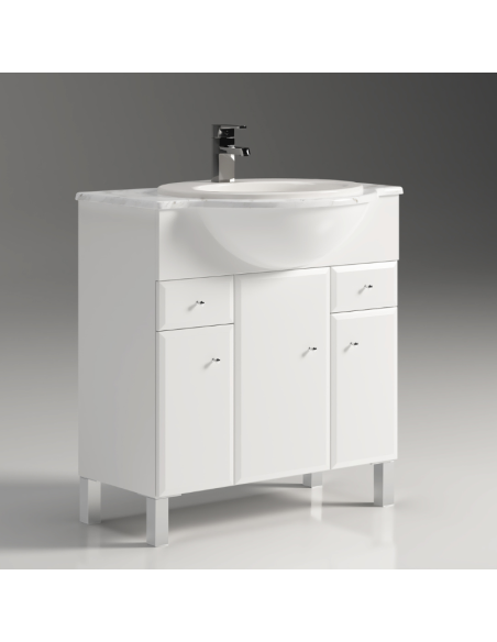 Mueble baño clásico con panza MALAGA BISEL 80 cm con Patas