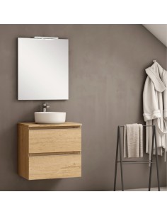 Mueble de baño suspendido madera bambú Inglet Principal 2
