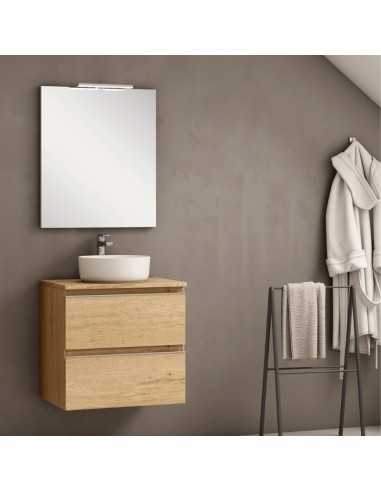 Mueble de baño suspendido con tapa madera INGLET Bambu