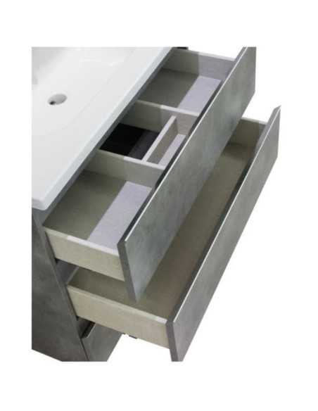 interior del mueble de baño con patas INGLET color cemento
